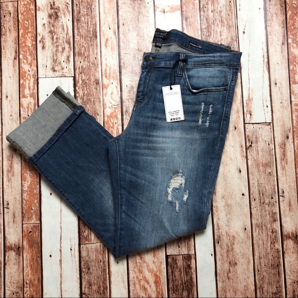 Size 32 Judy Blue Cuffed Jeans - Picture 6 of 8